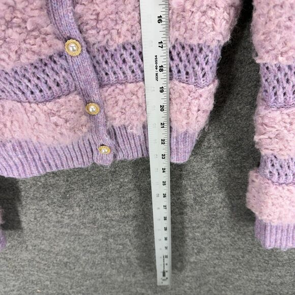 Giuliana Cardigan Women S Small Purple Striped Wool Knit Button Long Sleeve - Picture 6 of 7